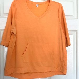 Danskin 18-20 Apricot Orange French Terry Top Shirt Sweatshirt 2X Plus Curvy